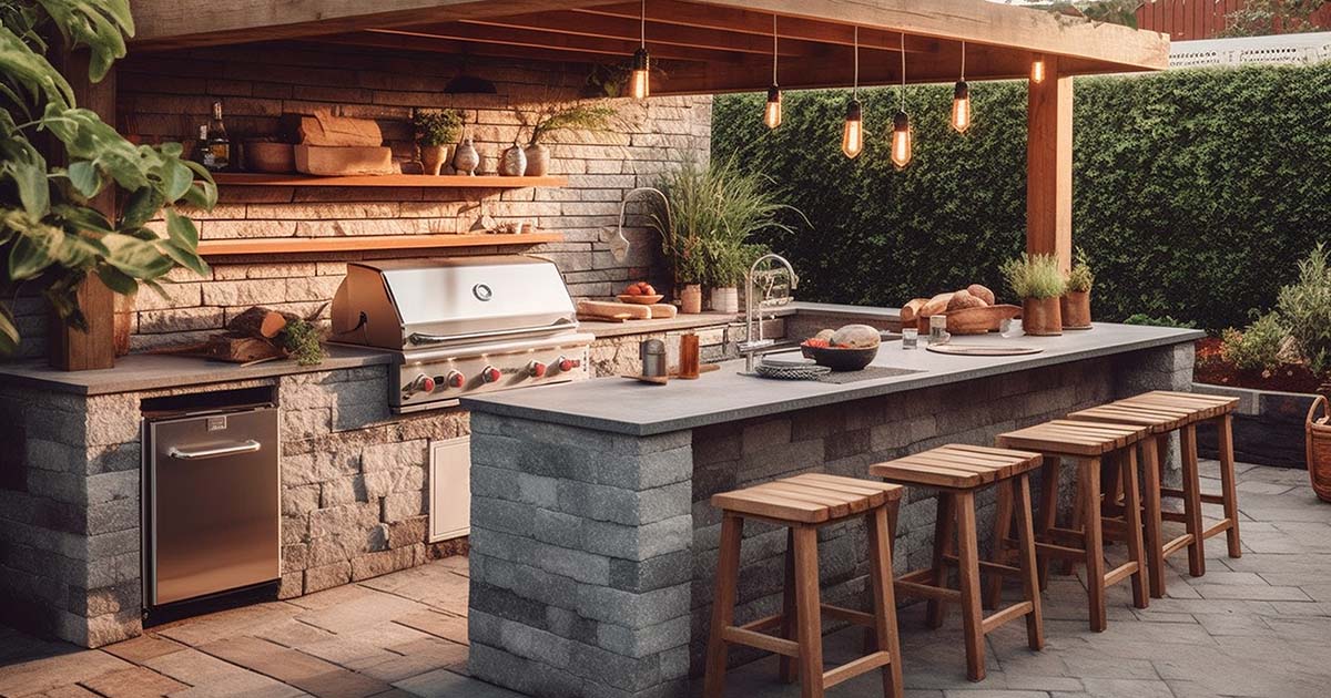 Outdoor kitchen and entertainment area